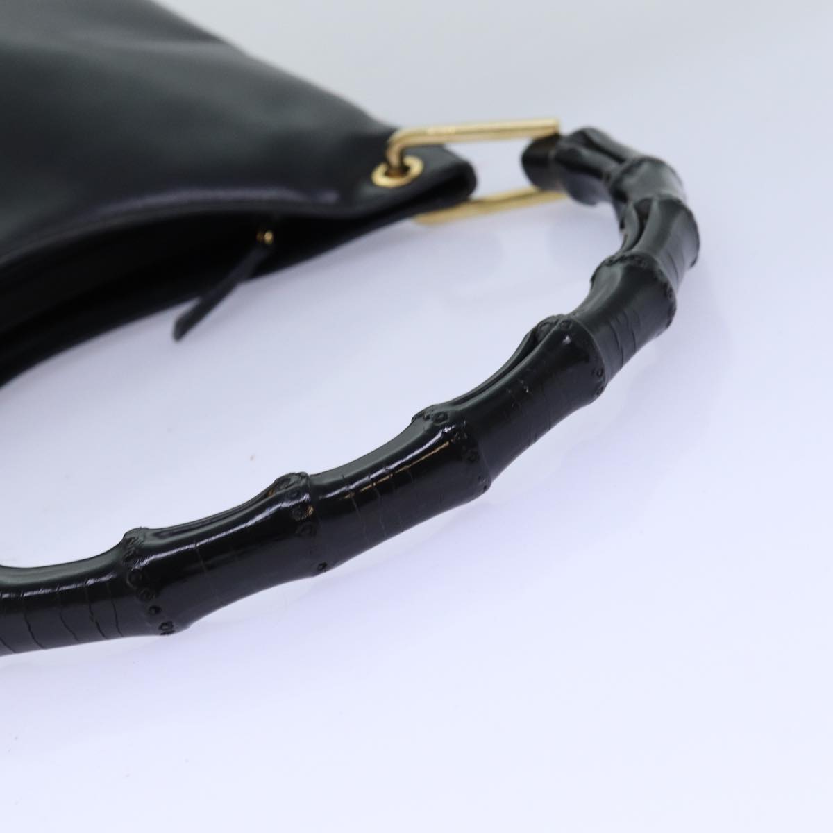 GUCCI Bamboo Shoulder Bag Leather Black 001 3007 yk12185