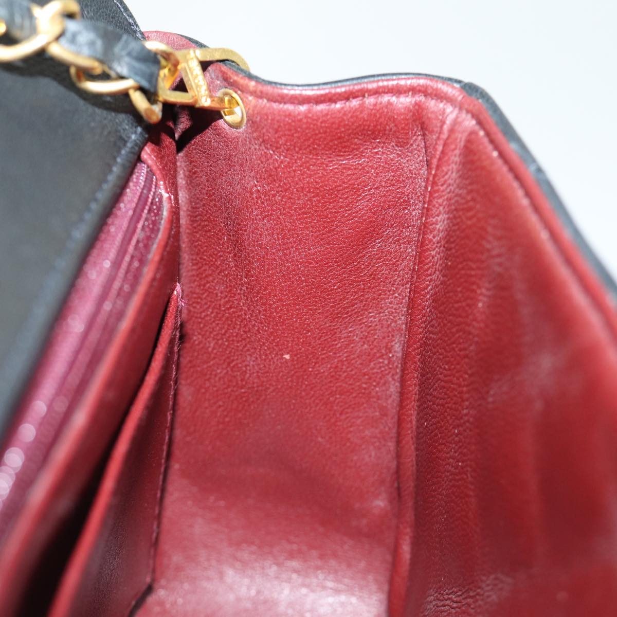 CHANEL Diana Matelasse Chain Shoulder Bag Lamb Skin Black CC yk12192A