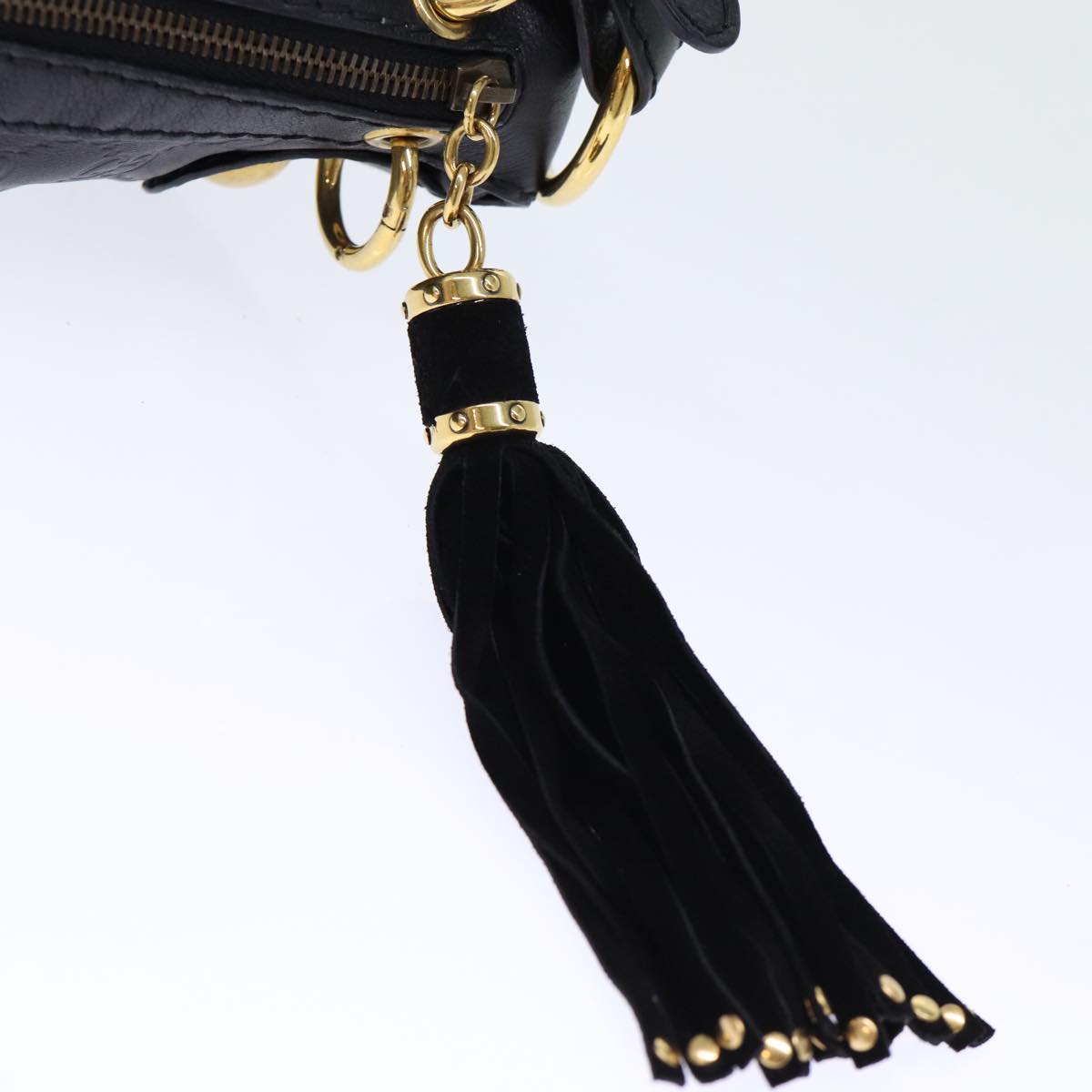 GUCCI GG Canvas Fringe Guccissima Shoulder Bag Black 211963 yk12201A