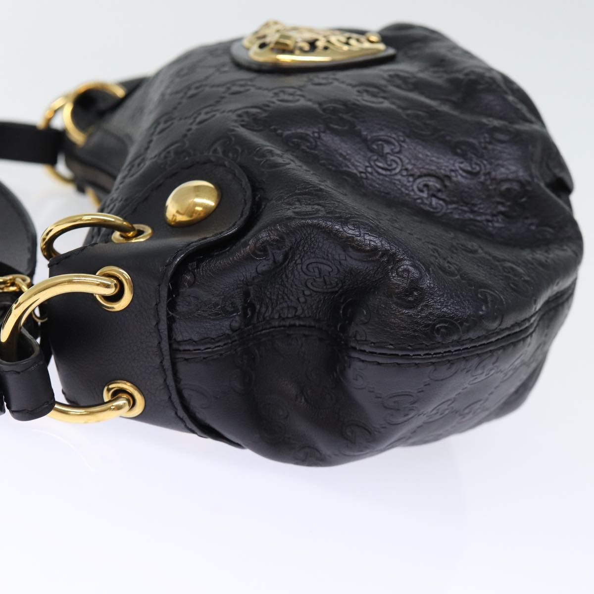 GUCCI GG Canvas Fringe Guccissima Shoulder Bag Black 211963 yk12201A