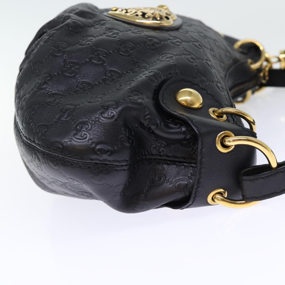 GUCCI GG Canvas Fringe Guccissima Shoulder Bag Black 211963 yk12201A