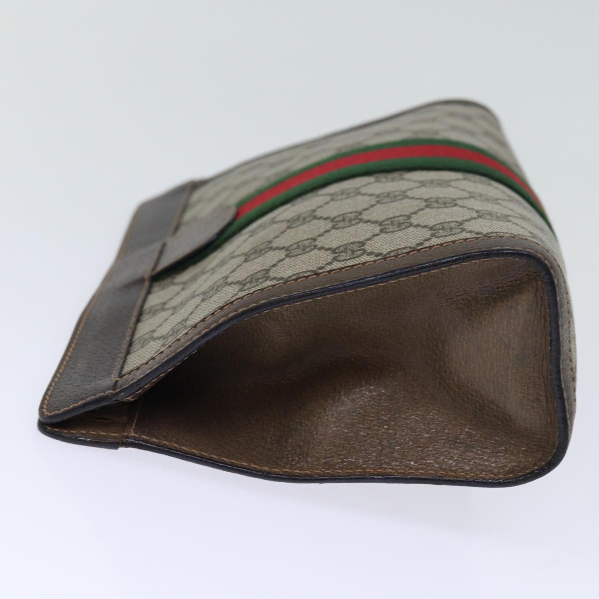 GUCCI GG Supreme Web Sherry Line Clutch Bag PVC Beige Red 89 01 002 yk12307