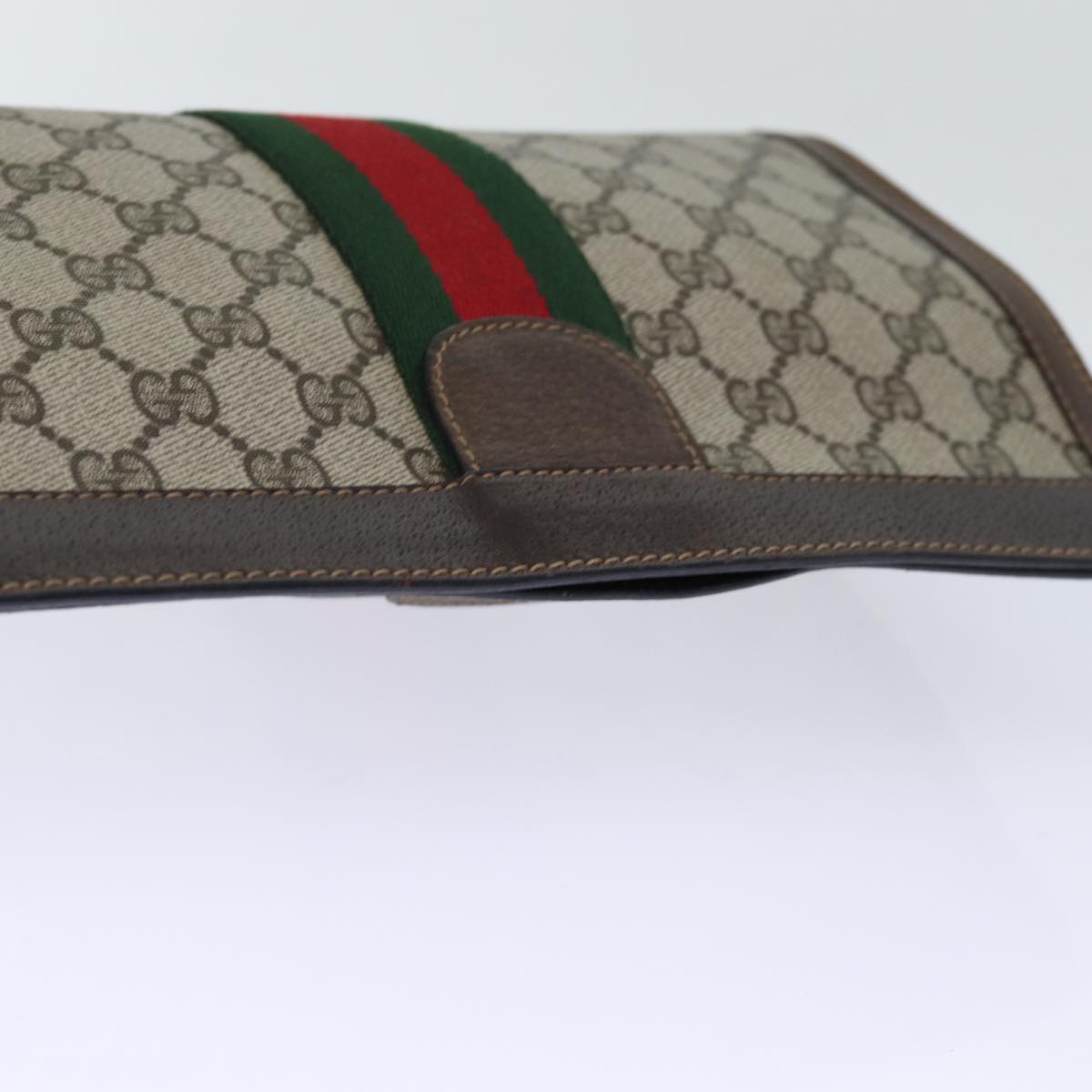GUCCI GG Supreme Web Sherry Line Clutch Bag PVC Beige Red 89 01 002 yk12307