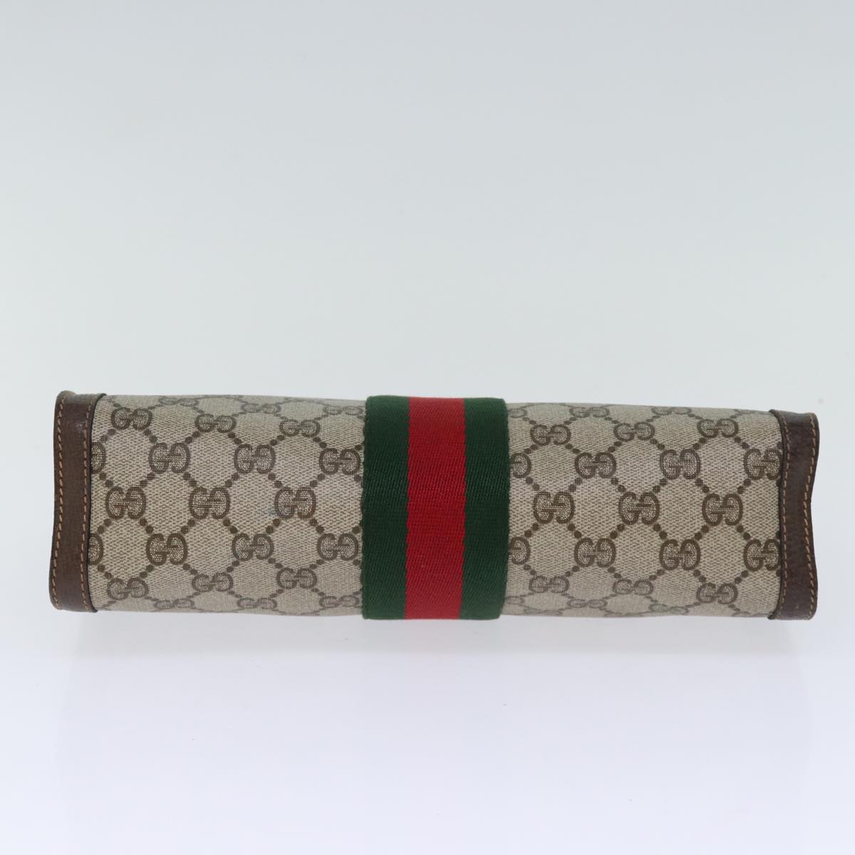 GUCCI GG Supreme Web Sherry Line Clutch Bag PVC Beige Red 89 01 002 yk12307