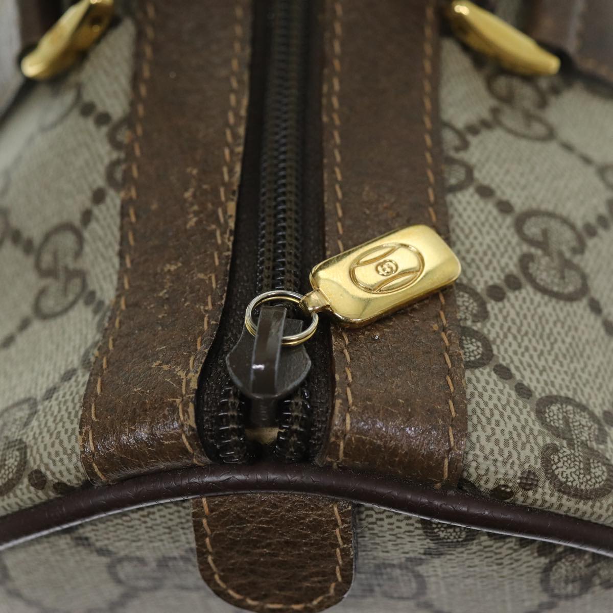 GUCCI GG Supreme Web Sherry Line Boston Bag PVC Beige Red 40 02 007 yk12310