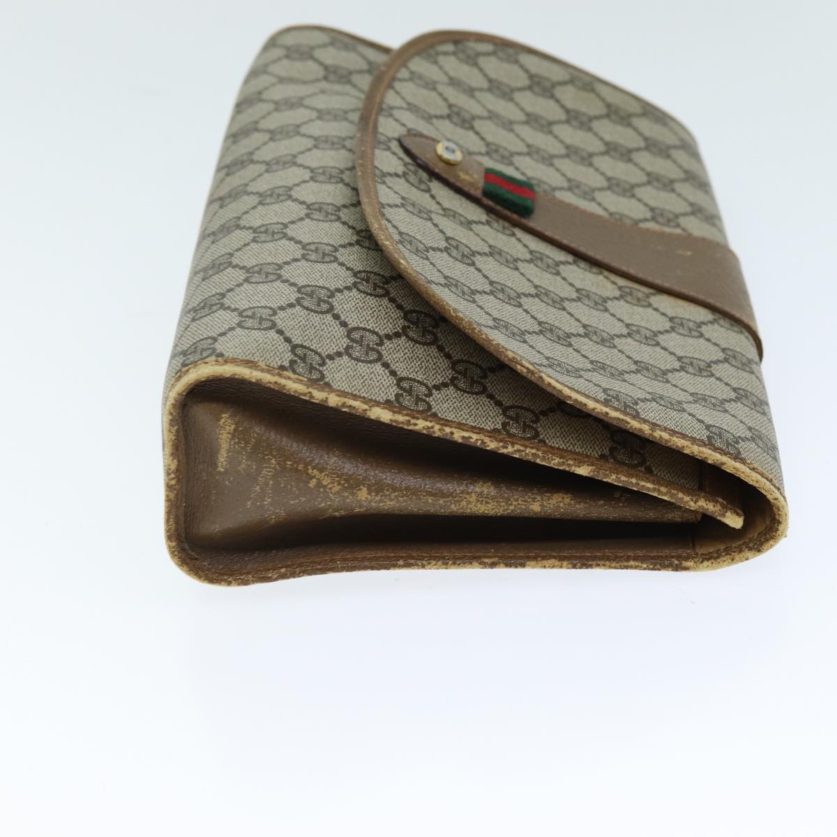 GUCCI GG Supreme Web Sherry Line Clutch Bag PVC Beige Red 89 01 031 yk12320