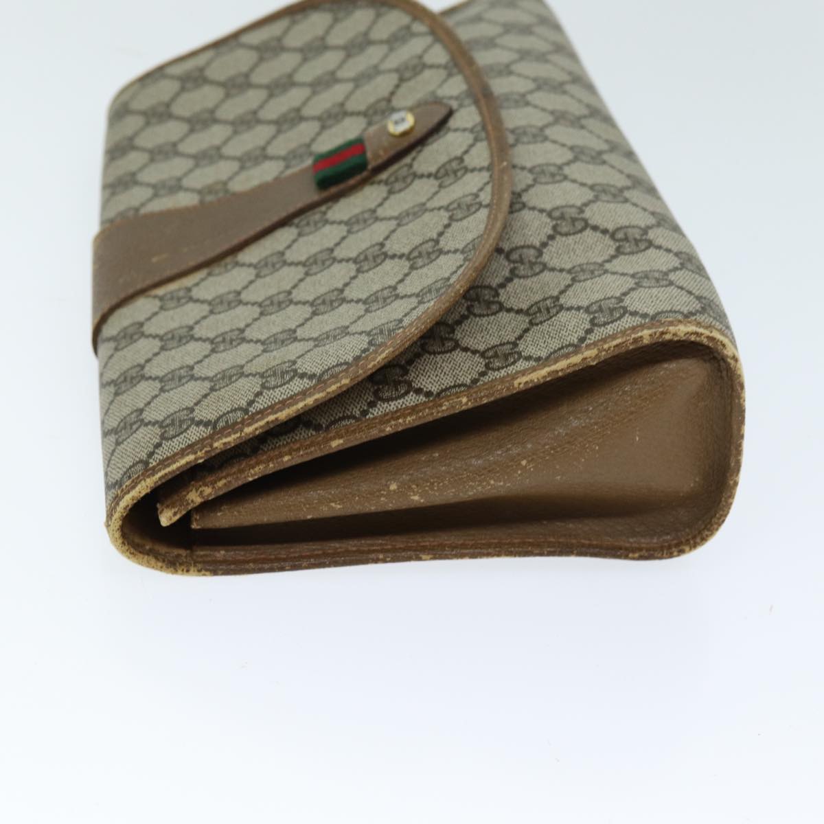 GUCCI GG Supreme Web Sherry Line Clutch Bag PVC Beige Red 89 01 031 yk12320
