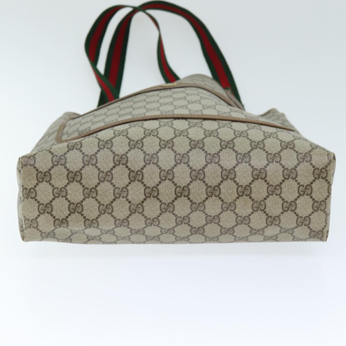 GUCCI GG Supreme Web Sherry Line Tote Bag PVC Beige Red 39 02 003 yk12333