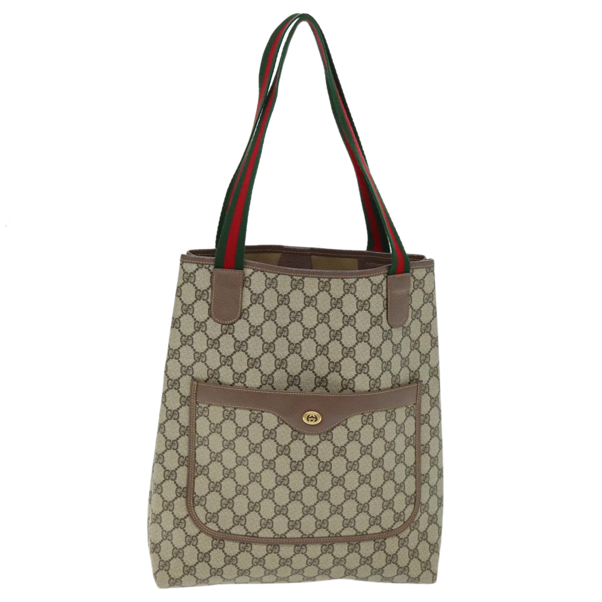 GUCCI GG Supreme Web Sherry Line Tote Bag PVC Beige Red 002 58 6487 yk12337