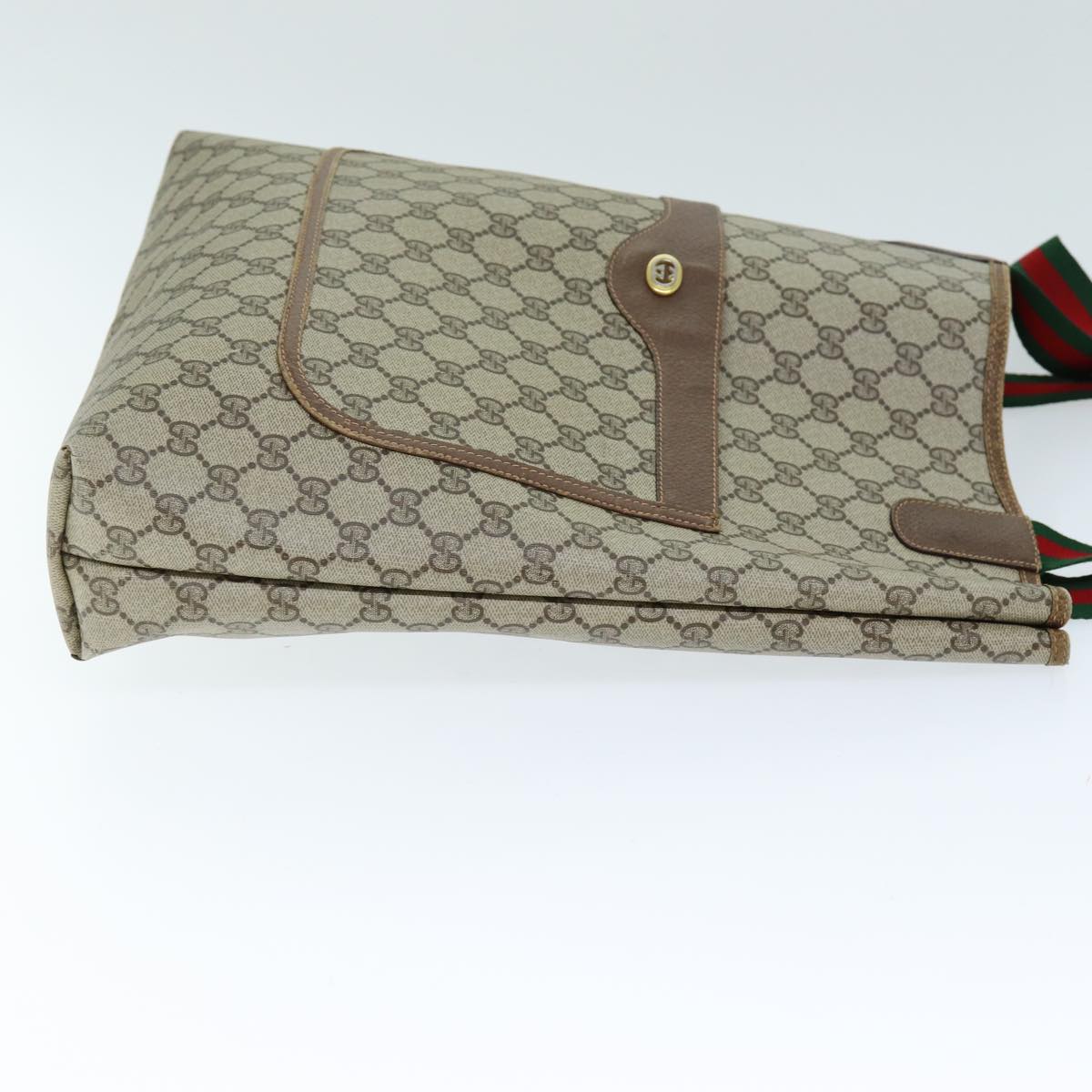 GUCCI GG Supreme Web Sherry Line Tote Bag PVC Beige Red 89 02 003 yk12338