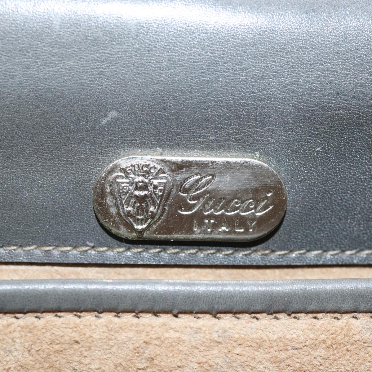 GUCCI Chain Shoulder Bag Leather Gray 004 056 0960 yk12358