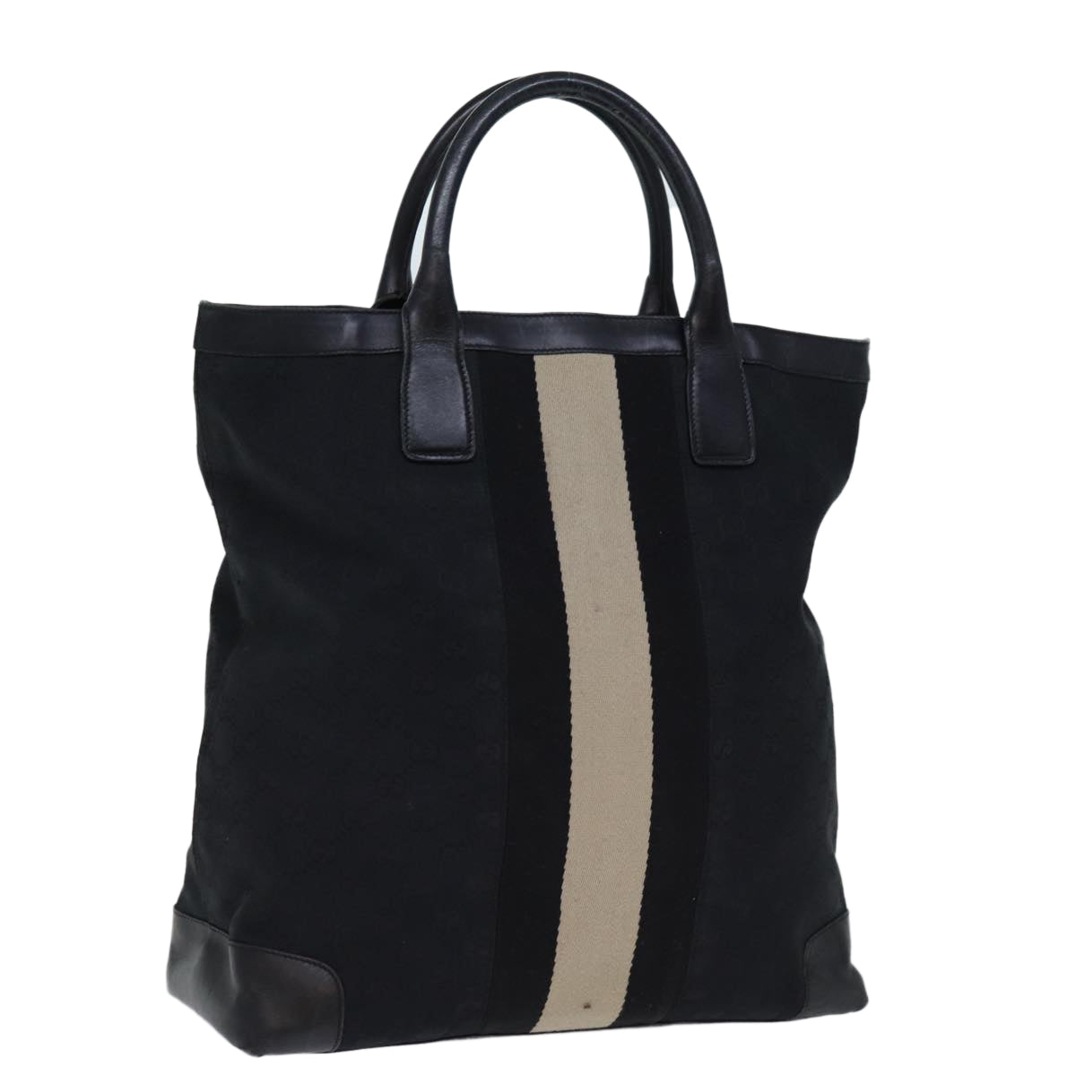 GUCCI GG Canvas Sherry Line Hand Bag Black White 002 1093 yk12369