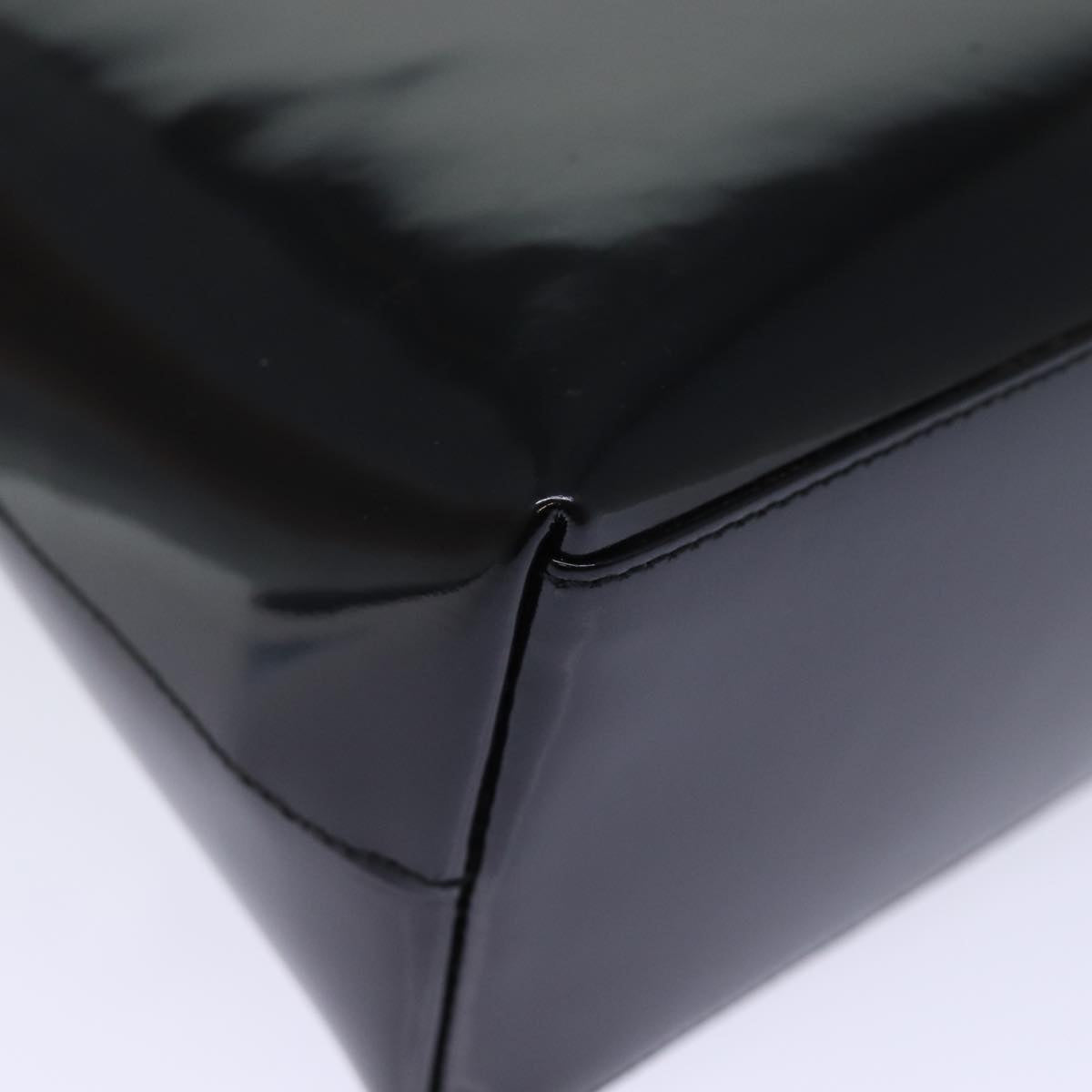GUCCI Bamboo Hand Bag Enamel Black yk12374