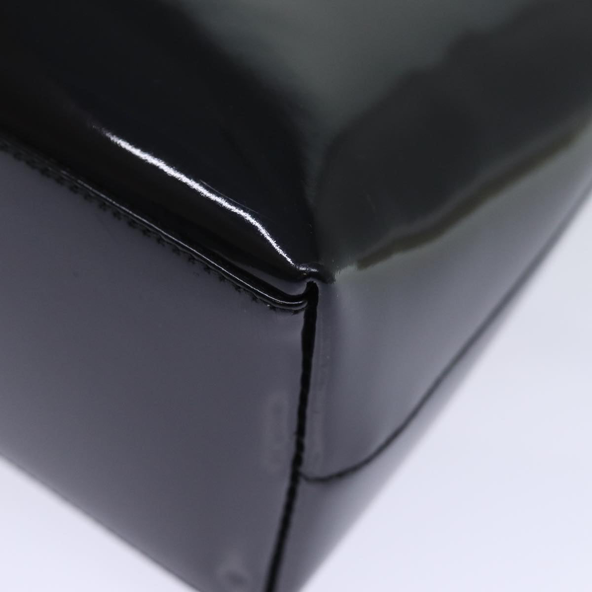 GUCCI Bamboo Hand Bag Enamel Black yk12374