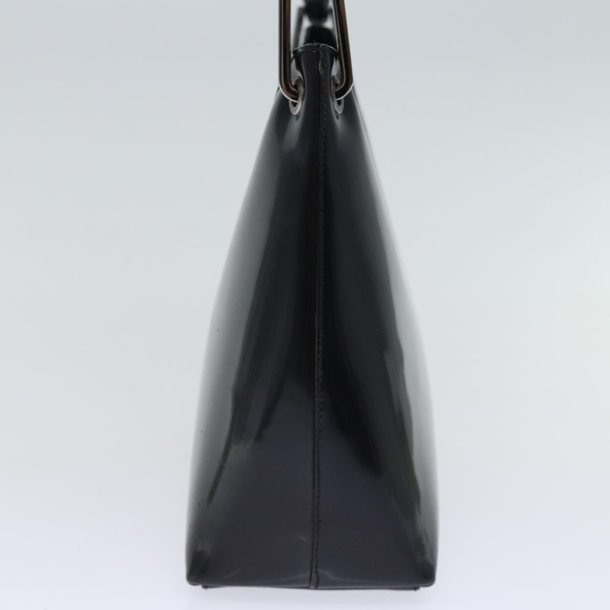 GUCCI Bamboo Hand Bag Enamel Black yk12374