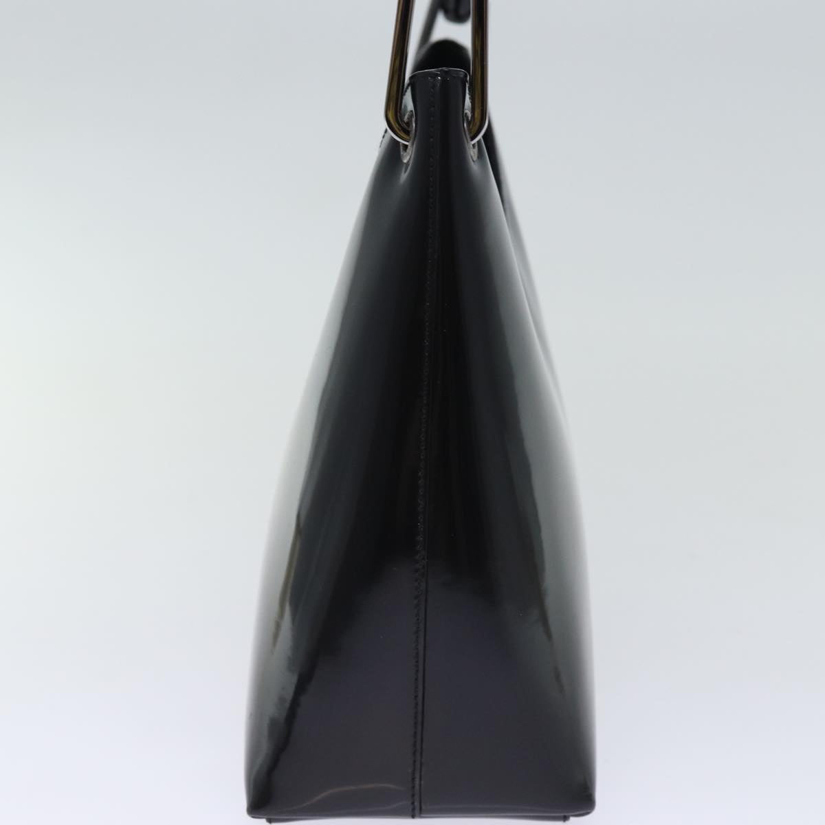 GUCCI Bamboo Hand Bag Enamel Black yk12374