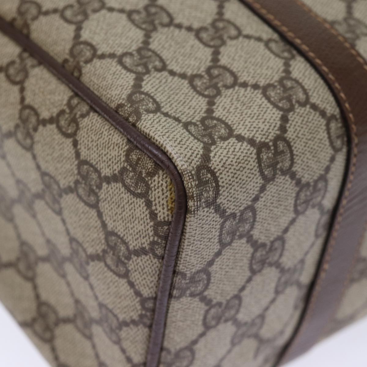 GUCCI GG Supreme Web Sherry Line Boston Bag PVC Beige Red Green yk12393