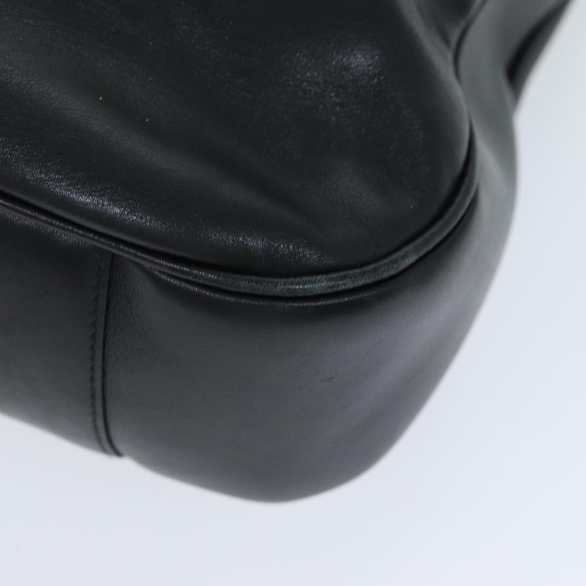 GUCCI Bamboo Hand Bag Leather 2way Black 001 1577 yk12406
