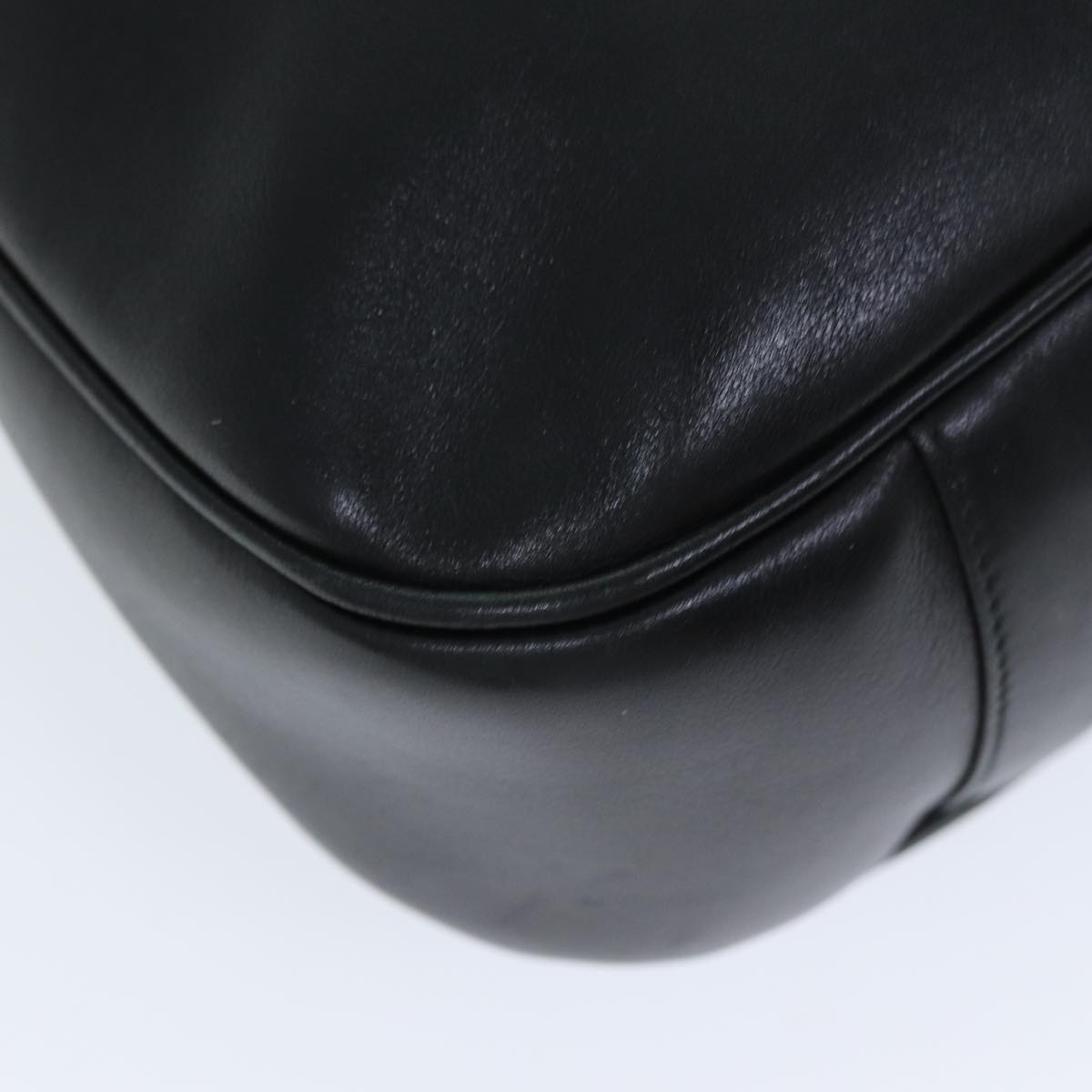 GUCCI Bamboo Hand Bag Leather 2way Black 001 1577 yk12406