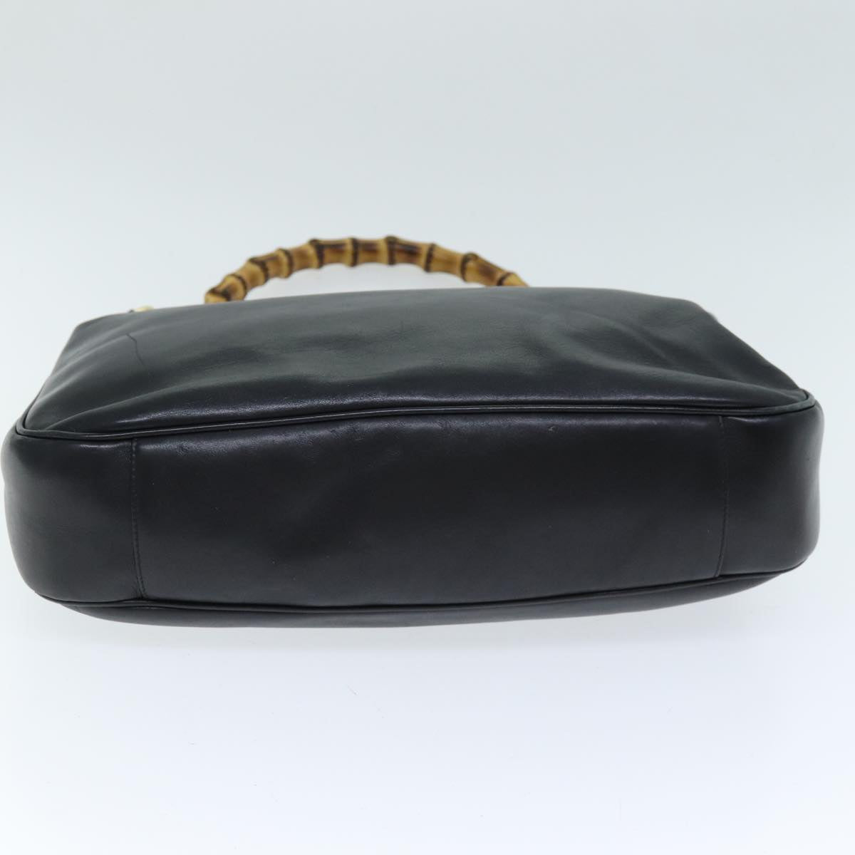 GUCCI Bamboo Hand Bag Leather 2way Black 001 1577 yk12406