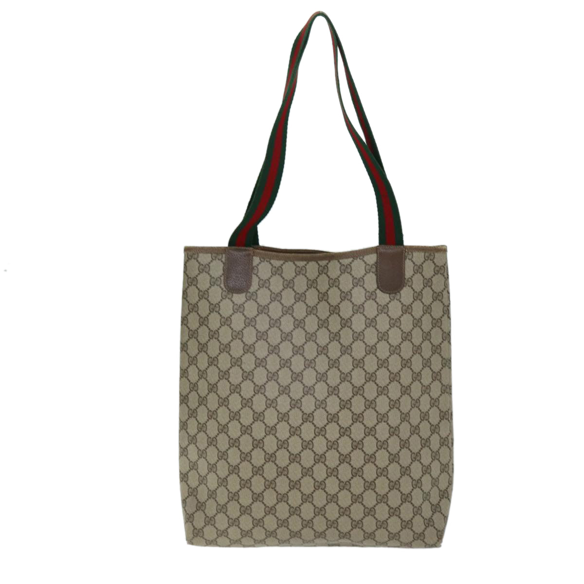 GUCCI GG Supreme Web Sherry Line Tote Bag PVC Beige Red 40 02 003 yk12437