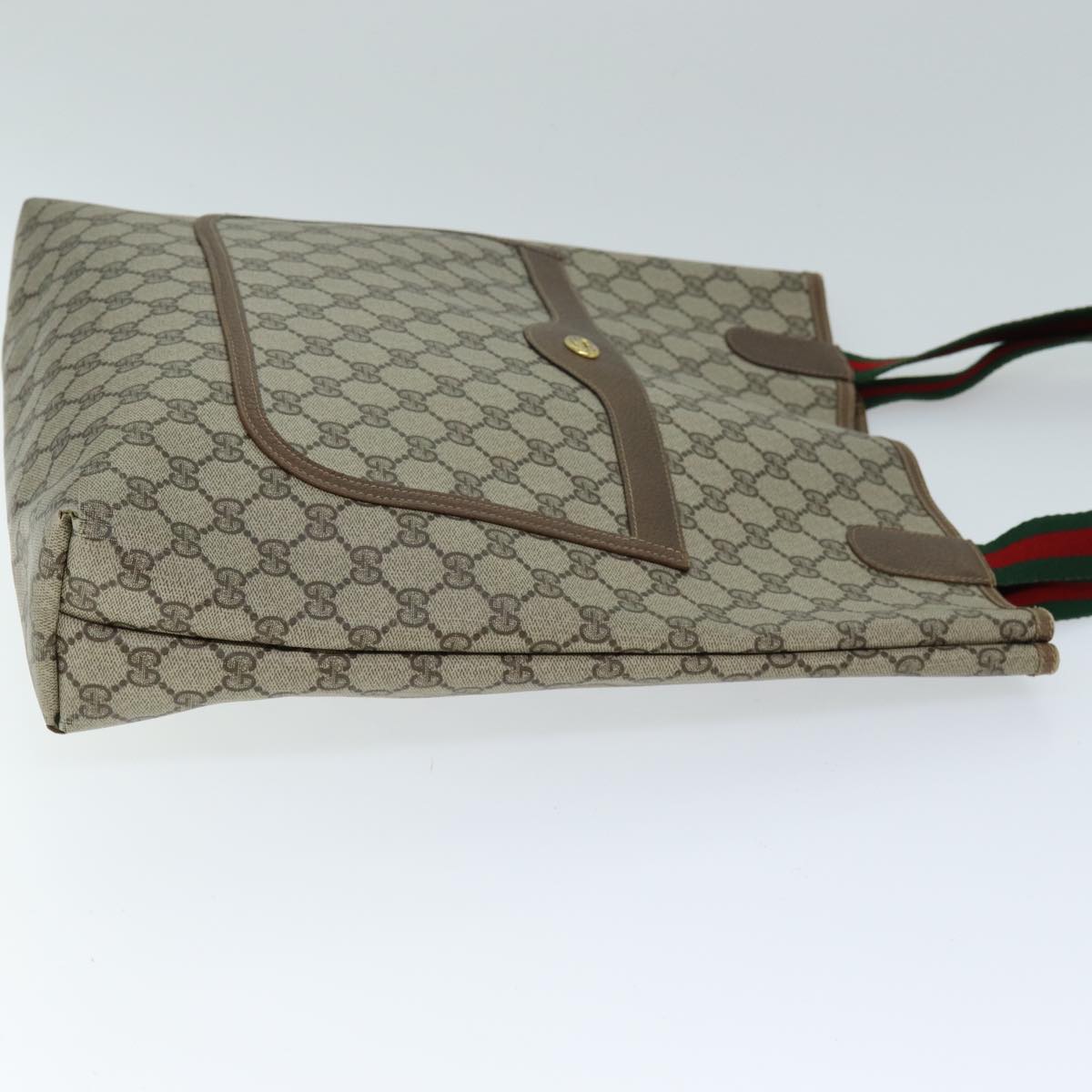 GUCCI GG Supreme Web Sherry Line Tote Bag PVC Beige Red 40 02 003 yk12437
