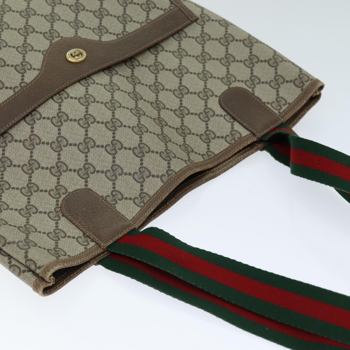 GUCCI GG Supreme Web Sherry Line Tote Bag PVC Beige Red 40 02 003 yk12437