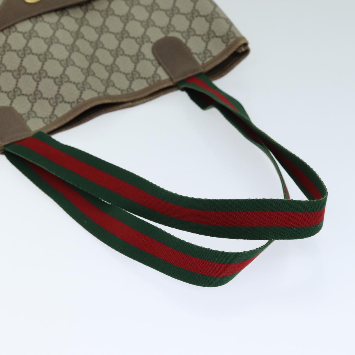 GUCCI GG Supreme Web Sherry Line Tote Bag PVC Beige Red 40 02 003 yk12437