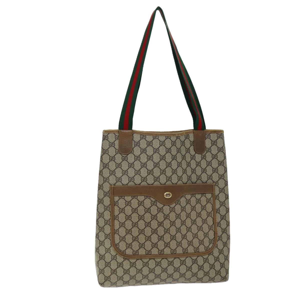 GUCCI GG Supreme Web Sherry Line Tote Bag PVC Beige Red 89 02 003 yk12451