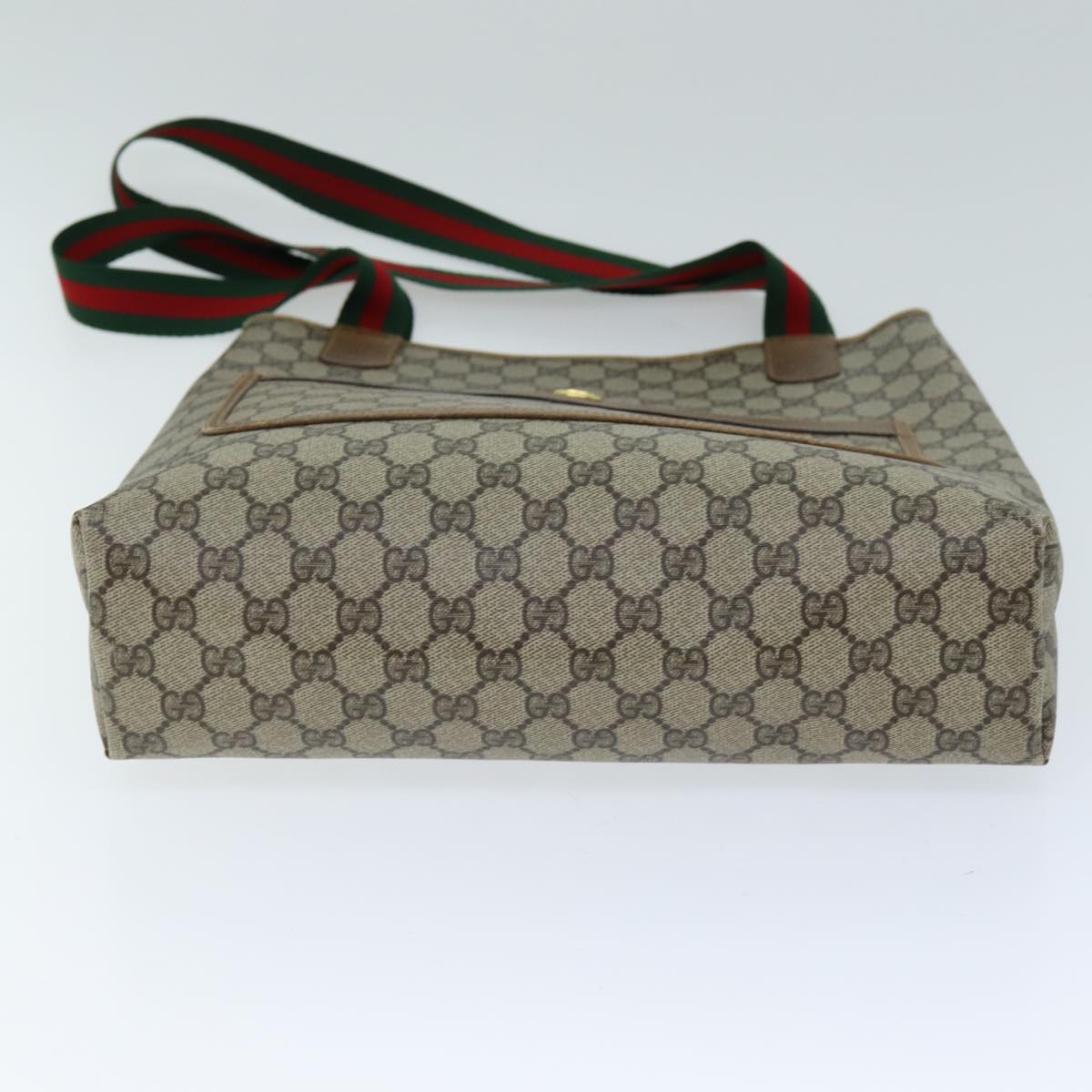 GUCCI GG Supreme Web Sherry Line Tote Bag PVC Beige Red 89 02 003 yk12451