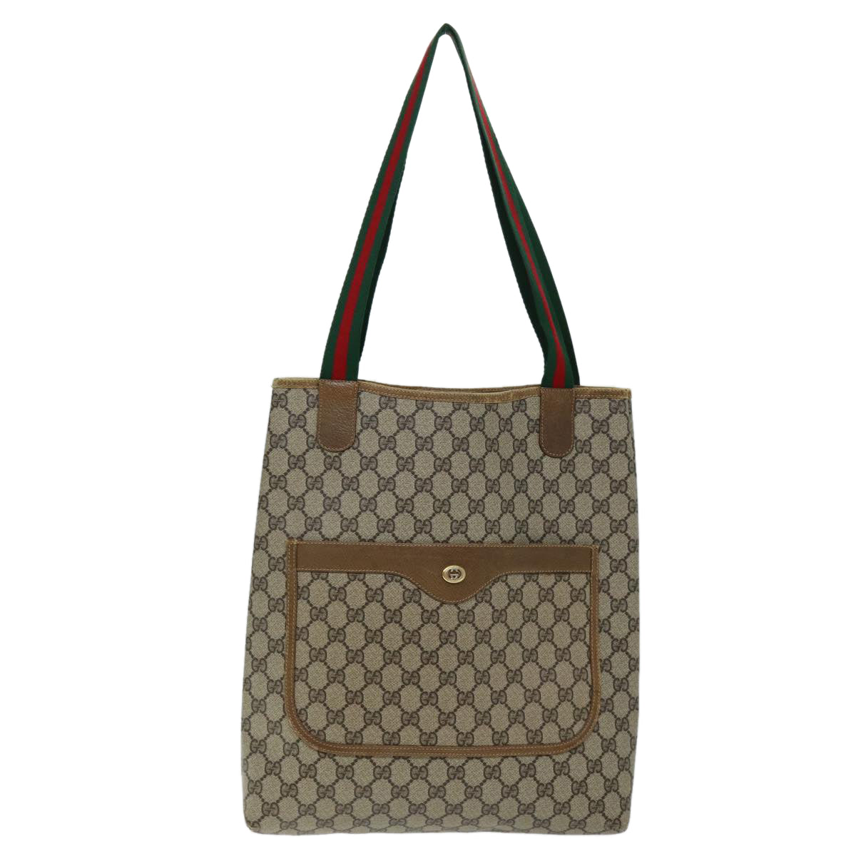 GUCCI GG Supreme Web Sherry Line Tote Bag PVC Beige Red 89 02 003 yk12451