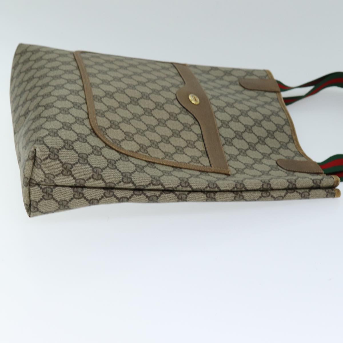 GUCCI GG Supreme Web Sherry Line Tote Bag PVC Beige Red 89 02 003 yk12451