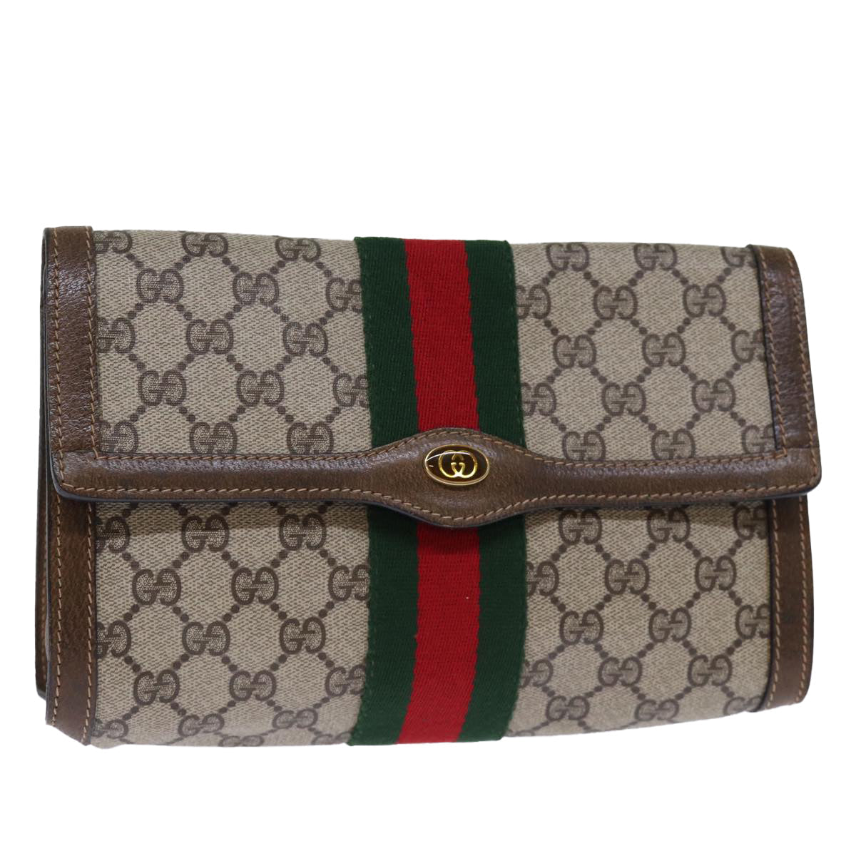 GUCCI GG Supreme Web Sherry Line Clutch Bag Beige 41 014 3087 25 yk12462