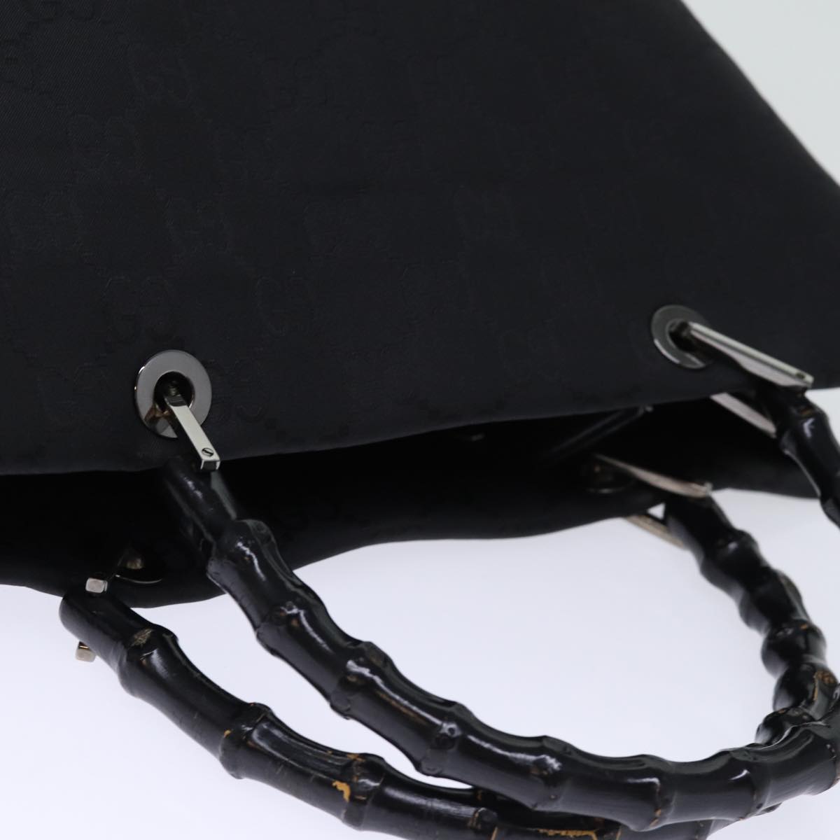 GUCCI Bamboo GG Canvas Hand Bag Black 002 1010 yk12489