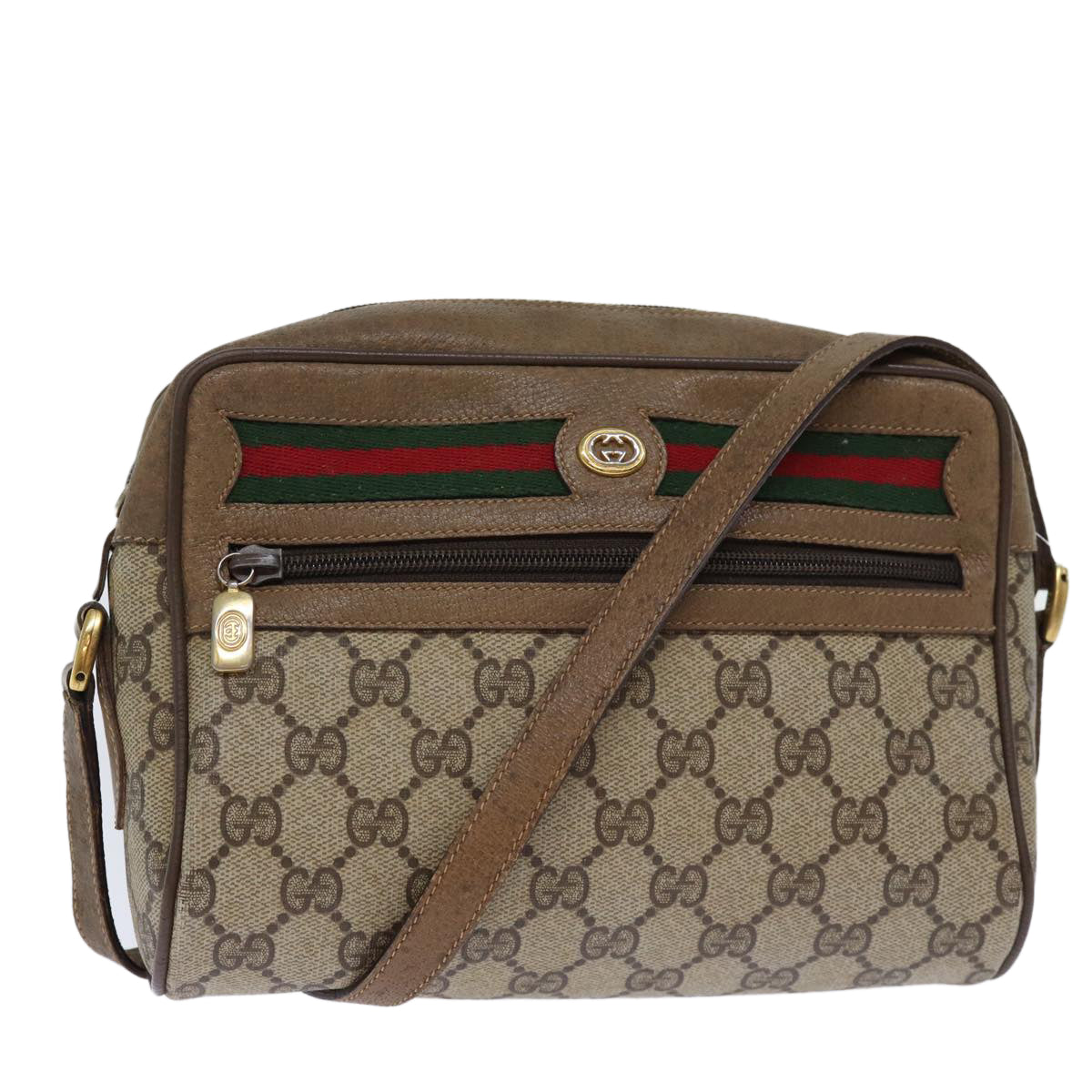 GUCCI GG Supreme Web Sherry Line Shoulder Bag Red Beige 56 02 087 yk12506