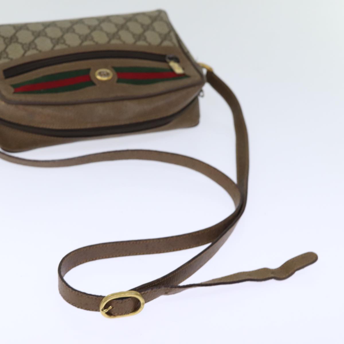 GUCCI GG Supreme Web Sherry Line Shoulder Bag Red Beige 56 02 087 yk12506