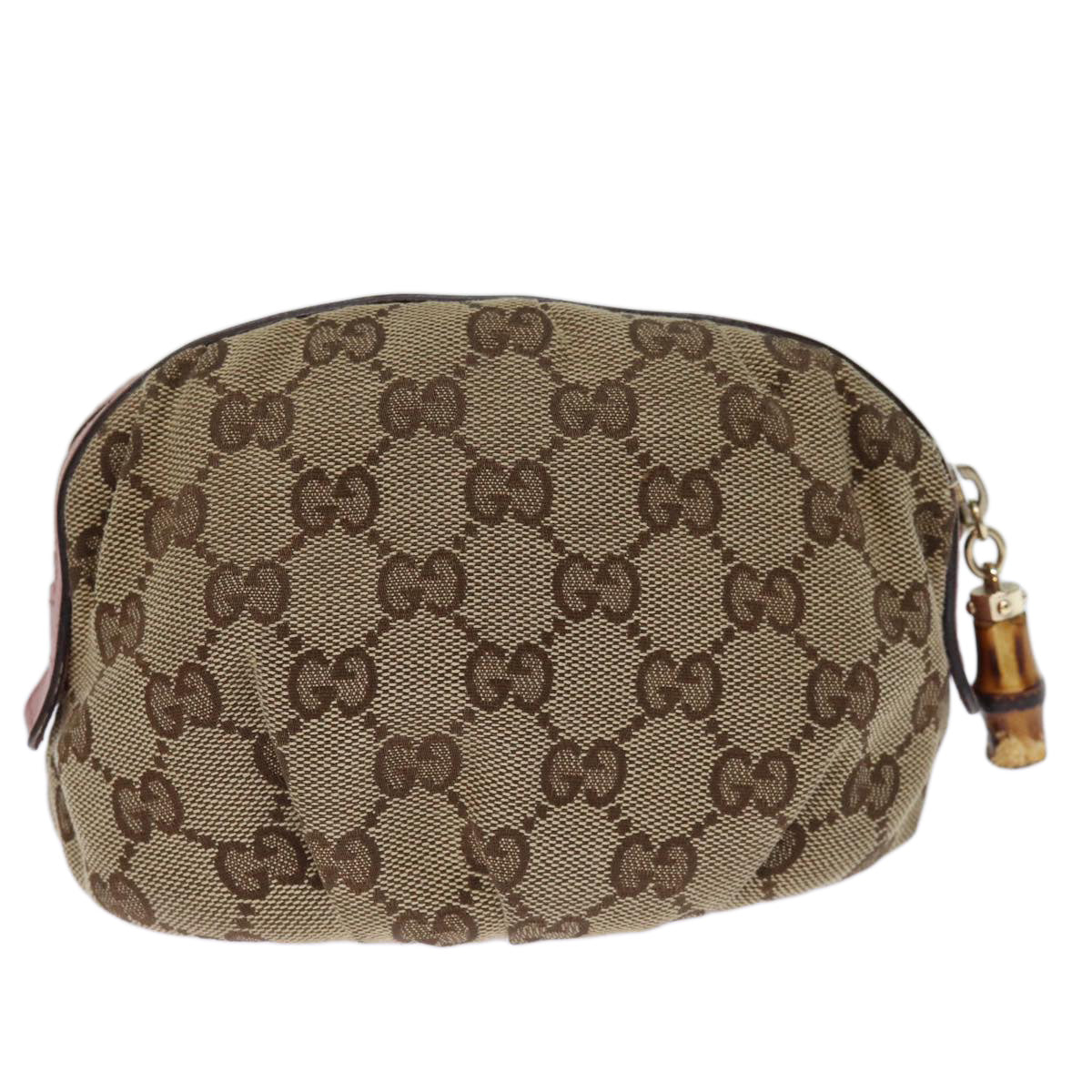 GUCCI GG Canvas Bamboo Pouch Beige 246175 yk12525