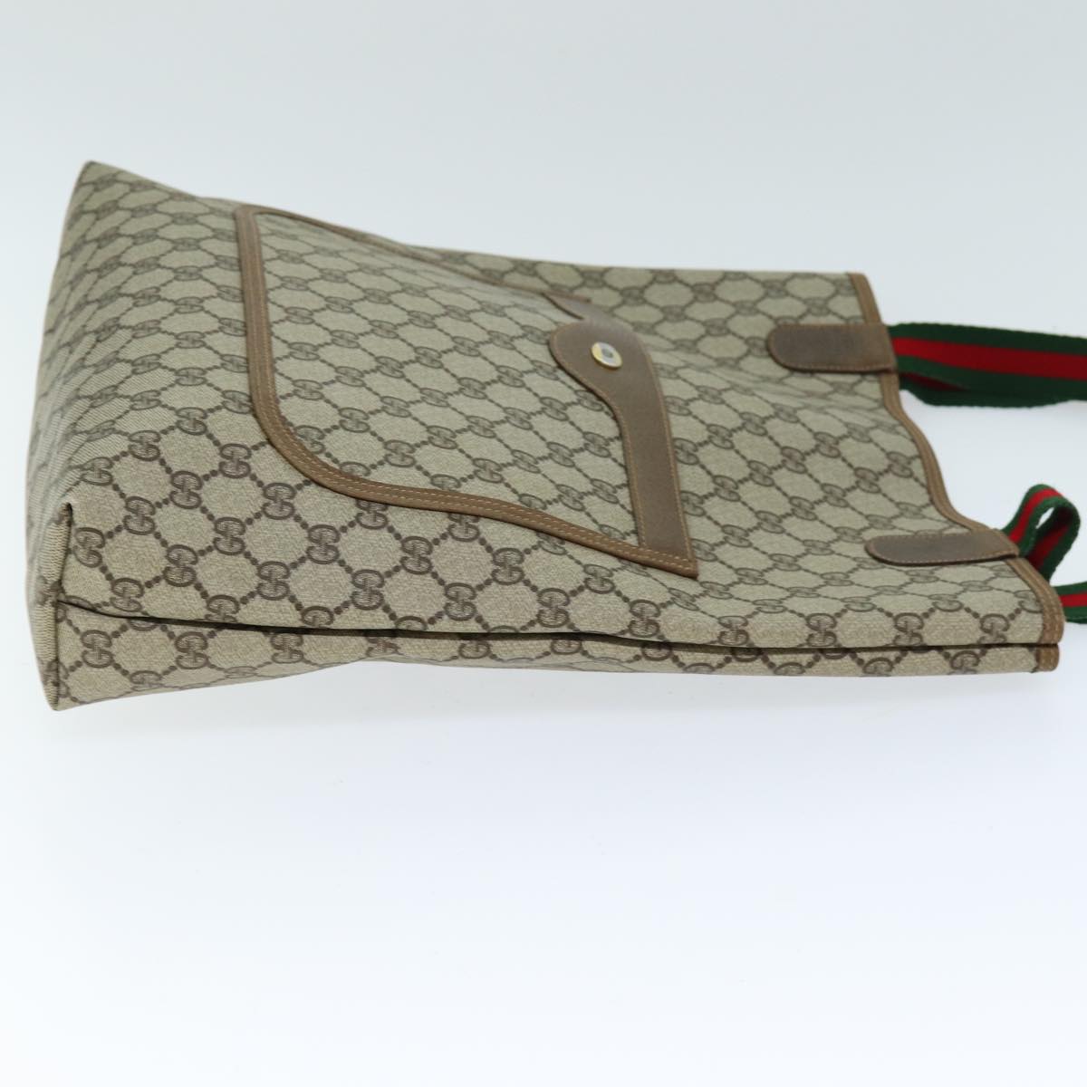 GUCCI GG Supreme Web Sherry Line Tote Bag PVC Beige Red 40 02 003 yk12529