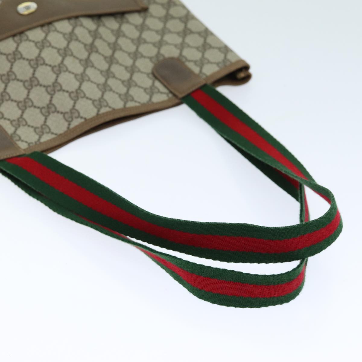 GUCCI GG Supreme Web Sherry Line Tote Bag PVC Beige Red 40 02 003 yk12529