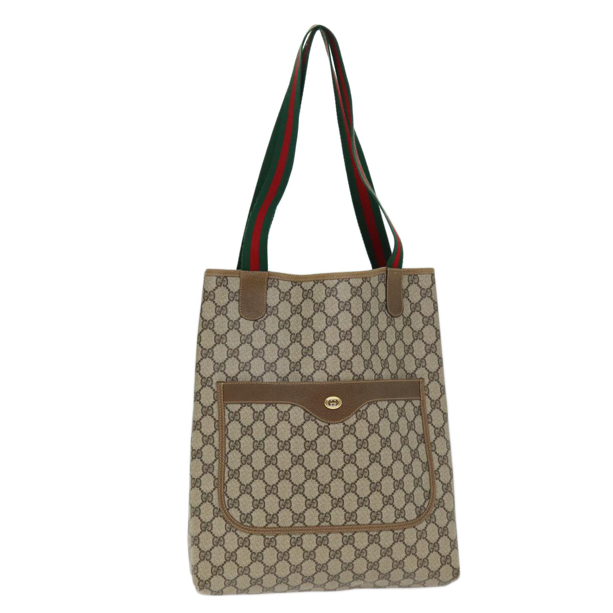 GUCCI GG Supreme Web Sherry Line Tote Bag PVC Beige Red 89 02 003 yk12548