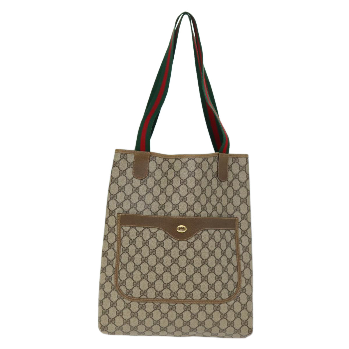 GUCCI GG Supreme Web Sherry Line Tote Bag PVC Beige Red 89 02 003 yk12548