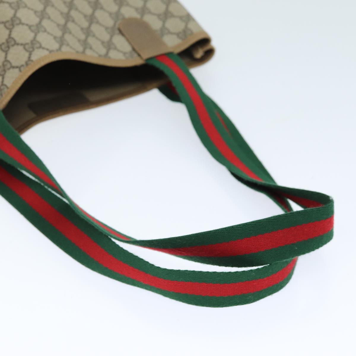 GUCCI GG Supreme Web Sherry Line Tote Bag PVC Beige Red 89 02 003 yk12548