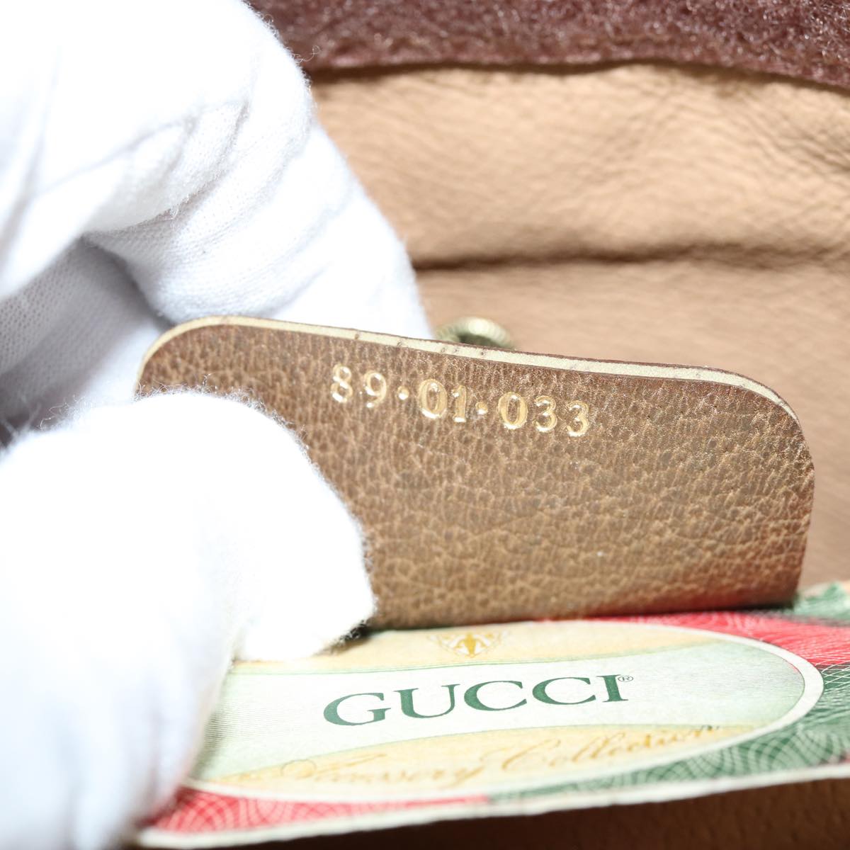 GUCCI GG Supreme Web Sherry Line Clutch Bag PVC Beige Red 89 01 033 yk12556