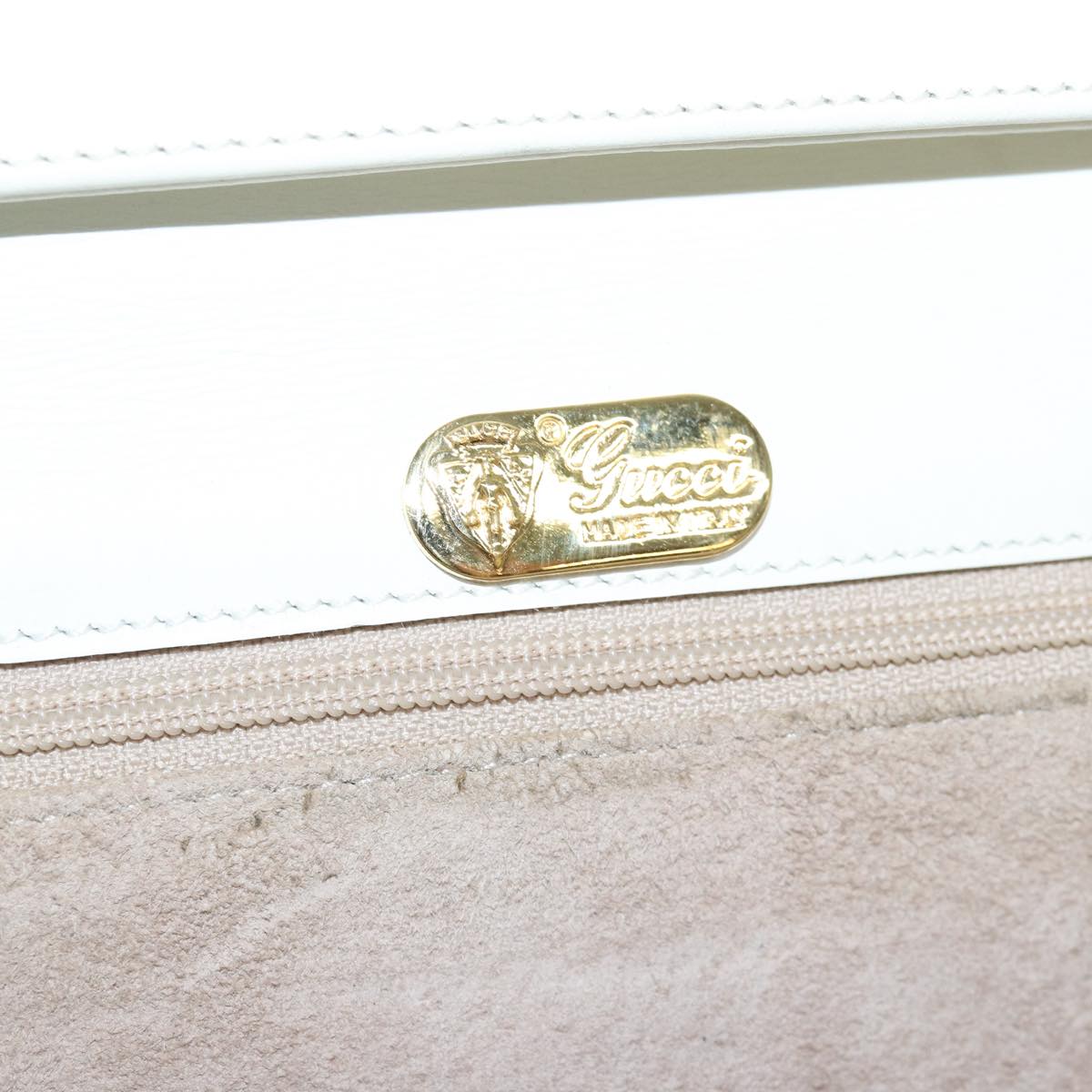 GUCCI Interlocking Shoulder Bag Leather White yk12575