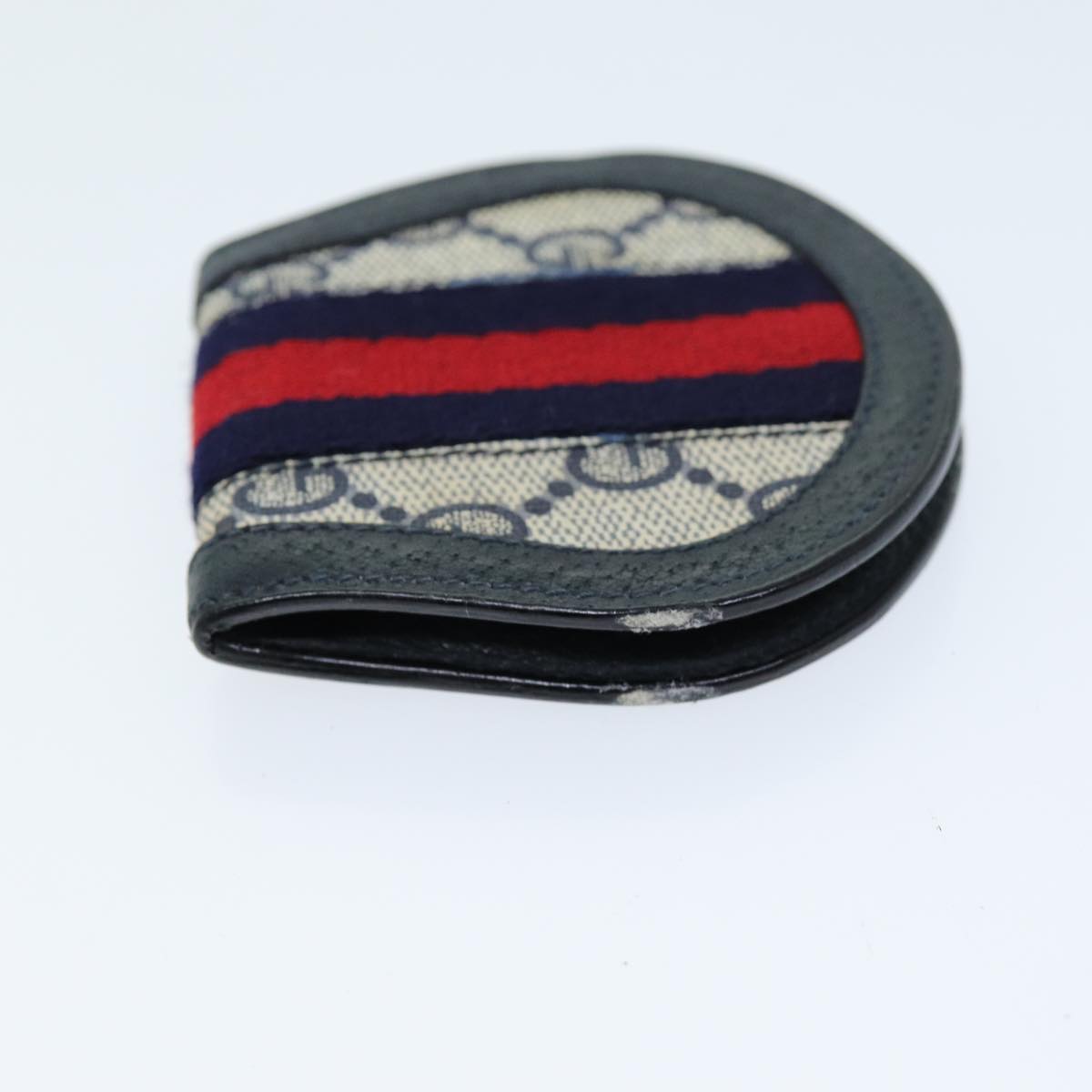 GUCCI GG Supreme Sherry Line Coin Purse PVC Red Navy yk12588