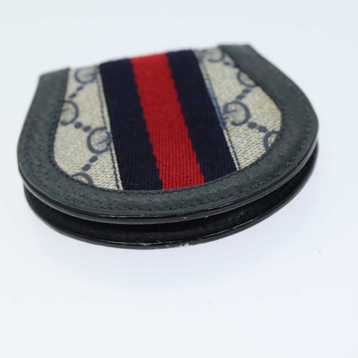 GUCCI GG Supreme Sherry Line Coin Purse PVC Red Navy yk12588