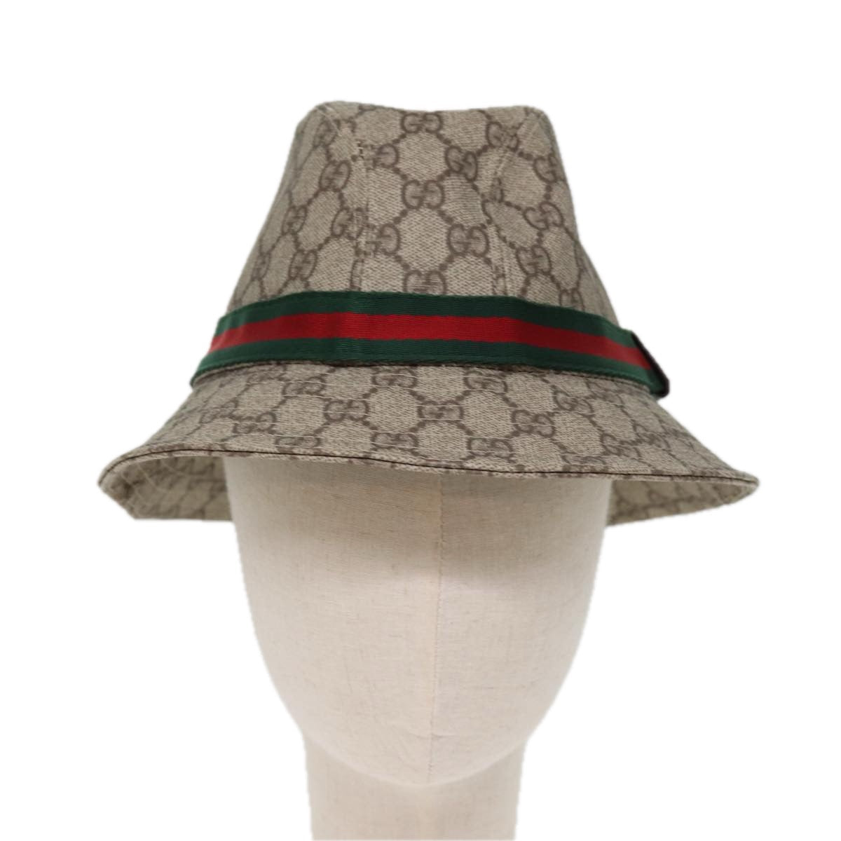 GUCCI GG Supreme Web Sherry Line Hat PVC M Beige Red Green yk12592