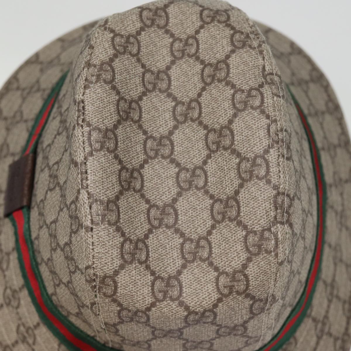 GUCCI GG Supreme Web Sherry Line Hat PVC M Beige Red Green yk12592