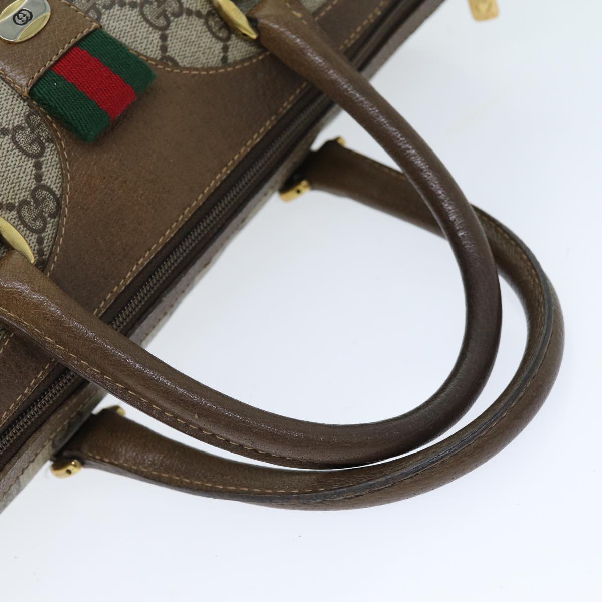 GUCCI GG Supreme Web Sherry Line Boston Bag PVC Beige Red 69 02 007 yk12611