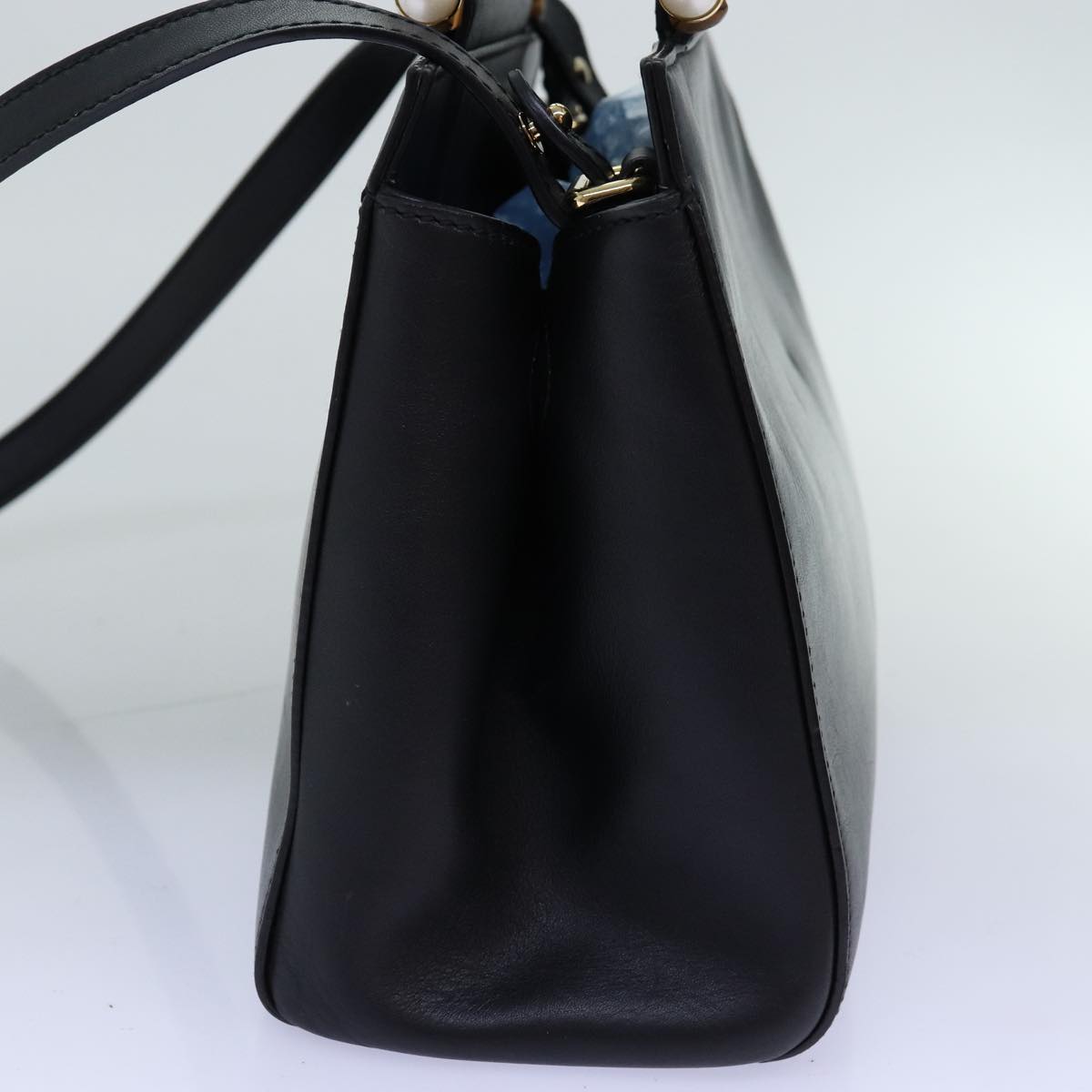 GUCCI Bamboo Nimfair Small Hand Bag Leather 2way Black 453767 yk12625